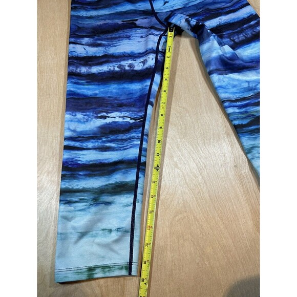 PrAna Blue Watercolor Roxanne Capri Stretch Leggings Pants Womens Small Made USA - Picture 5 of 8
